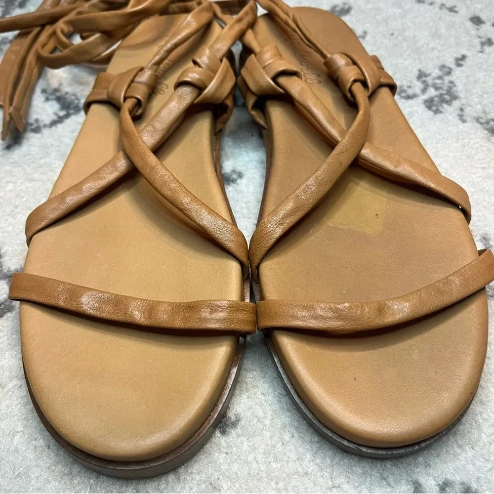 NEW MADEWELL Beachy Strappy Tie Summer Gladiator Faux Leather Tan Sandals